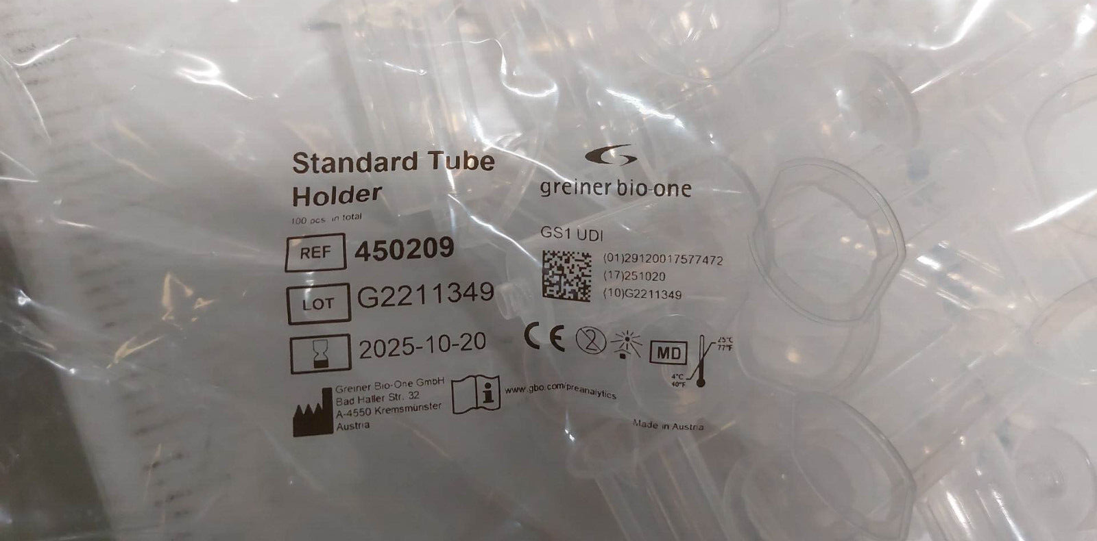 (200) Greiner Bioone Vacuette Standard Tube Holder Short Version