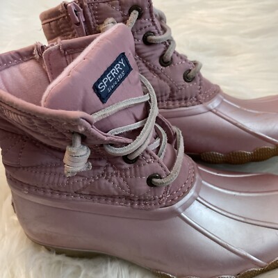 Sperry Girls 1k Rose Pink Saltwater Duck Boot Rain Boot