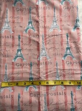 Fabric Eiffel Tower Paris on Pink David TEXTILES Cotton 1 Yard X 44  . B 