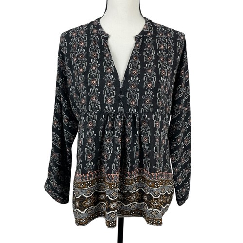 Haut Torrid 2X - Noir Imprimé Floral Paisley, Col V - Occasion Parfait état