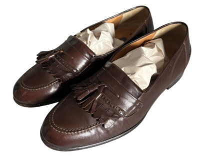 BALLY VIGO Brown Leather Tassel Loafers Shoes 10 D Italy  display picture 2