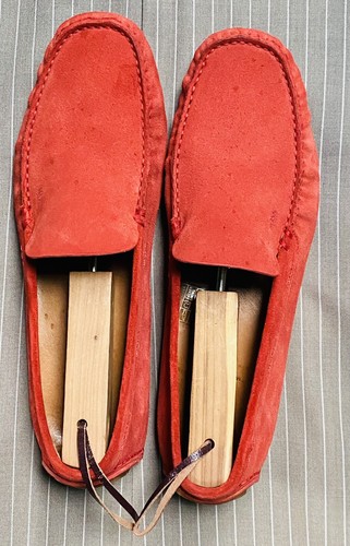Hugo Boss Red Suede Driving Loafers Men 
