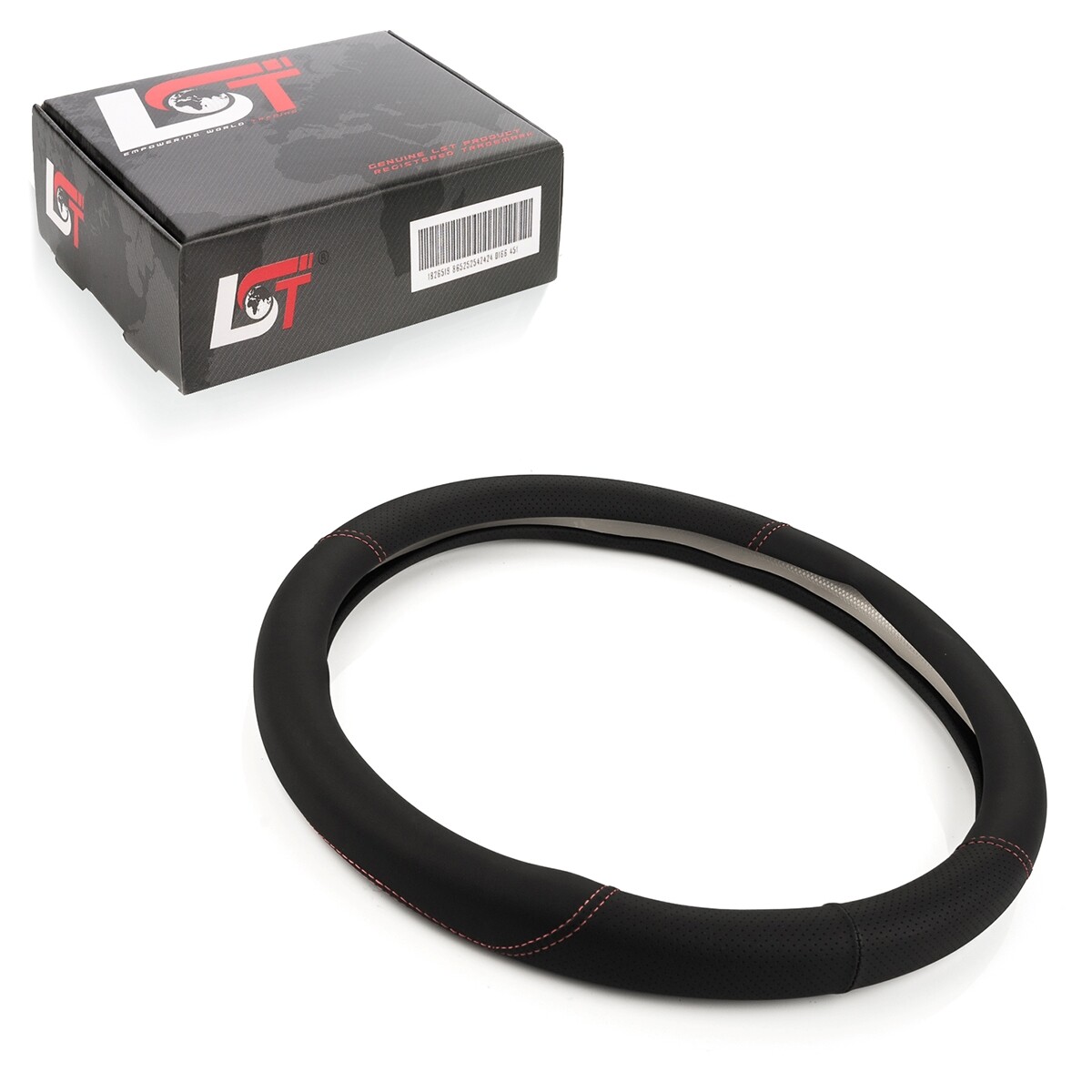 Steering Wheel Cover Ø 38X9Cm 15X3.5 Inches Black Red For LANCIA