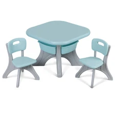 Kids Table and Chair Set w/Detachable Toy Storage Bins & 2 Chair for Toddler