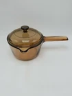 Corning Pyrex Visions Amber 1 Quart Saucepan Pour Spout and Lid