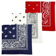 3 PCS Extra Large Bandanas 27” x 27” 100% Cotton for Men & Women Paisley Hand...