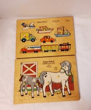 Lot of 2 Vintage 1971-1972 Fischer-Price Wooden Puzzles