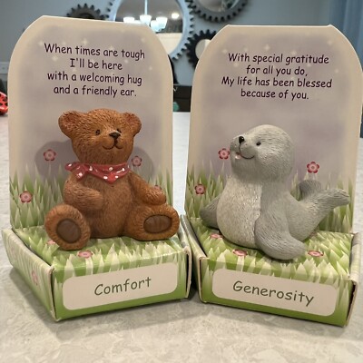 Frigurine Russ Berrie I Believe In You Comfort, Generosity Bear & Seal Vtg Rare