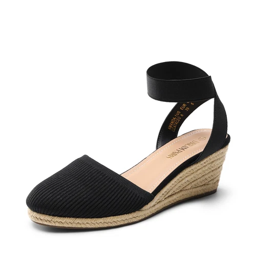 Damenschuhe Espadrilles Keilabsatz elastische Knöchelriemen eng anliegend elegante Schuhe - Bild 33 von 38
