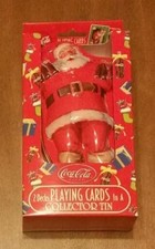 VINTAGE COCA-COLA PLAYING CARDS (TWO DECKS) IN SANTA CLAUS COLLECTOR TIN - NIB!