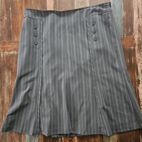 Worthington Stretch Pinstrip Midi Skirt Size 10 Classic Officewear Pink & Gray - Picture 2 of 17