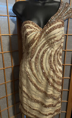 TONY BOWLS Gold One shoulder Formal Dress Size 6 | eBay