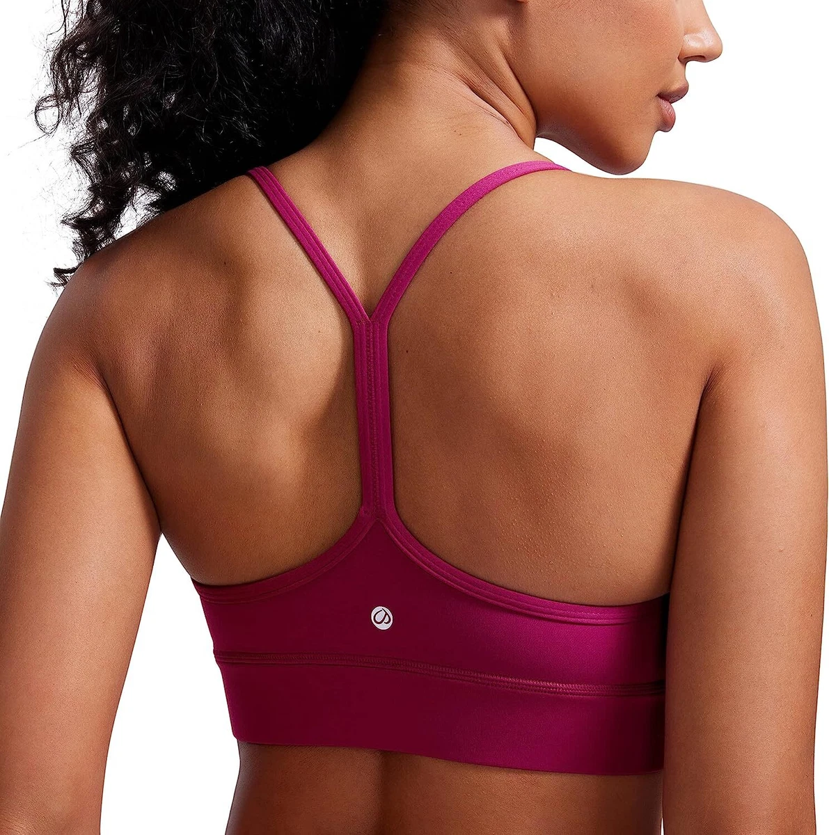 CRZ YOGA Womens Butterluxe Y-Back Racerback Sports Bra - Spaghetti Thin  Straps S