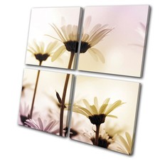 Floral Daisies Flowers MULTI CANVAS WALL ART Picture Print VA