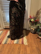 Vtg Maxi Boho Corduroy Floral Wrap Skirt, Velvet Victorian Size 7/8 Handmade