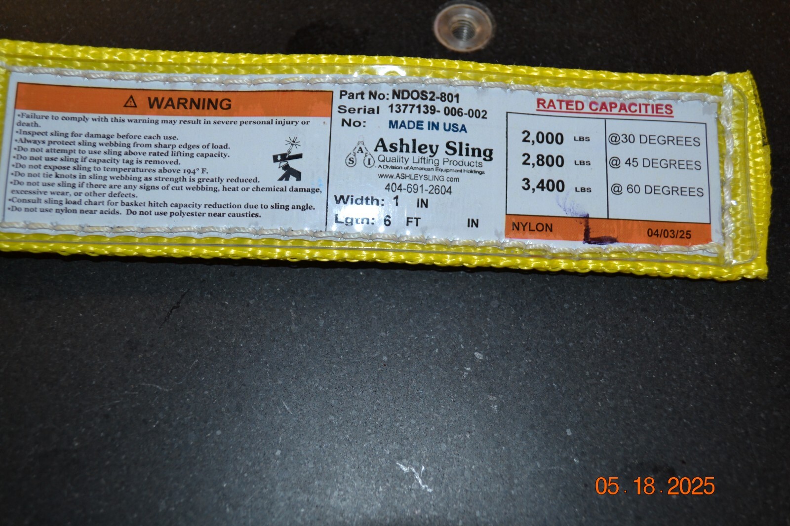 Two Leg Nylon Web Spreader w 1/2" Alloy Link x 6 ft  Spreader Crane 1 ton Hooks