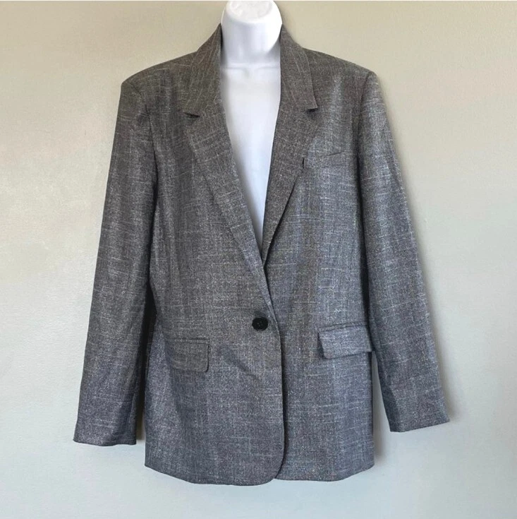 Women's Revolve BB Dakota Hot Shot Blazer Size Small Black Metallic Silver EUC - Image 4 of 4