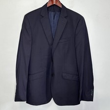 Massimo Dutti Collezioni Navy Extrafine Wool Single Breasted Sport Jacket Blazer