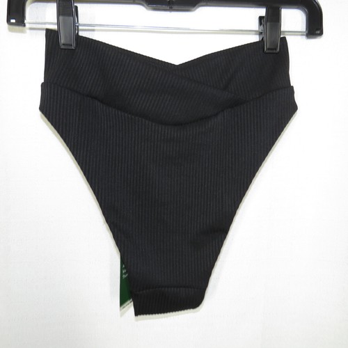Halara schwarz gerippt Crossover hoch geschnitten frech Bikini Schwimmhose Größe Small - Bild 6 von 7