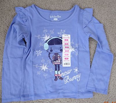NWT KIDS KORNER purple long sleeve ruffle shoulder graphic T-shirt,2T,3T,4T