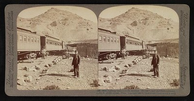 Railway train near the Andea ''Divide'', east end Galera tunnel, Peru 1906