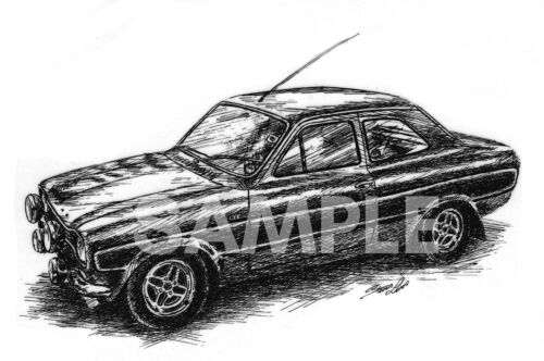 Ford Escort RS 2000 MK1 Kunstdruck Illustration - Bild 1 von 1