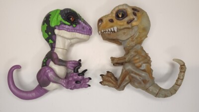 WowWee Fingerling Untamed Interactive Dinosaur Skeleton T-Rex & Raptor Lot of 2