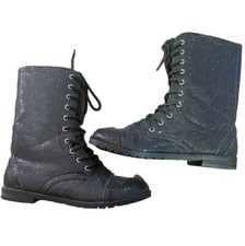 Balera Glitter Dance Combat Boots Black with Silver Accent Hip Hop Size 7 AM