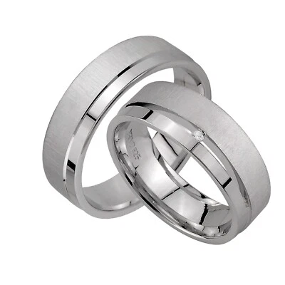 2 Ringe Trauringe Eheringe mit Stein SILBER 925 J95-1 V - Bild 1 von 4