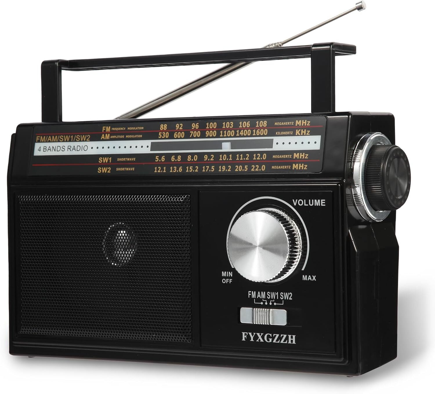 Radio Portable AM FM Shortwave - Battery Powered Rechargeable or Black