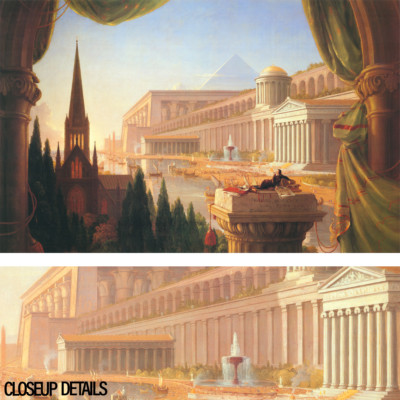 48W''x30H'' THE ARCHITECTS DREAM by THOMAS COLE - EMPIRE COLUMNS CHOICES of CANVAS