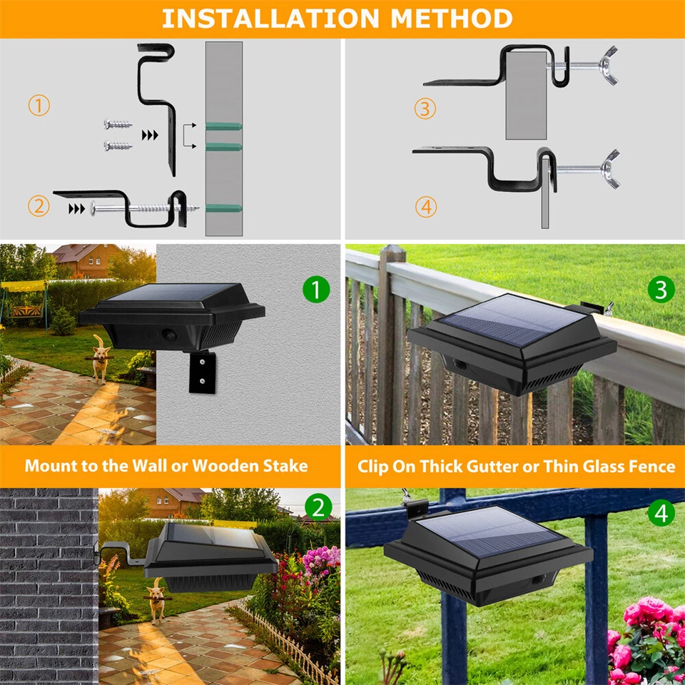 2/6Pack Solar Powered Gutter Lights 40LEDs for Fence Roof Yard Garden Wall Lamp - Image 3 of 4