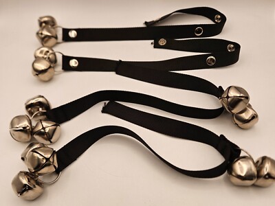 Silver Jingle Bells Black Nylon Strap Snap Closure for Sizing
