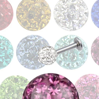 Titan 1,2mm Labret 3mm 4mm Epoxy rundum Kristall Kugel Lippen Ohr Piercing Stab - Bild 1 von 3