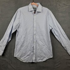 Michael Kors Men's Slim Fit Stretch Dress Shirt Size 16 32/33 Blue Pattern
