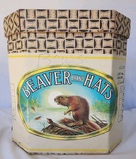 Vintage Beaver Hat Box-Empty-Nice Display Piece Movie Prop