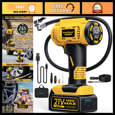 Portable Cordless Tire Inflator Air Compressor 160PSI, Rechargeable 21V Pump, HD