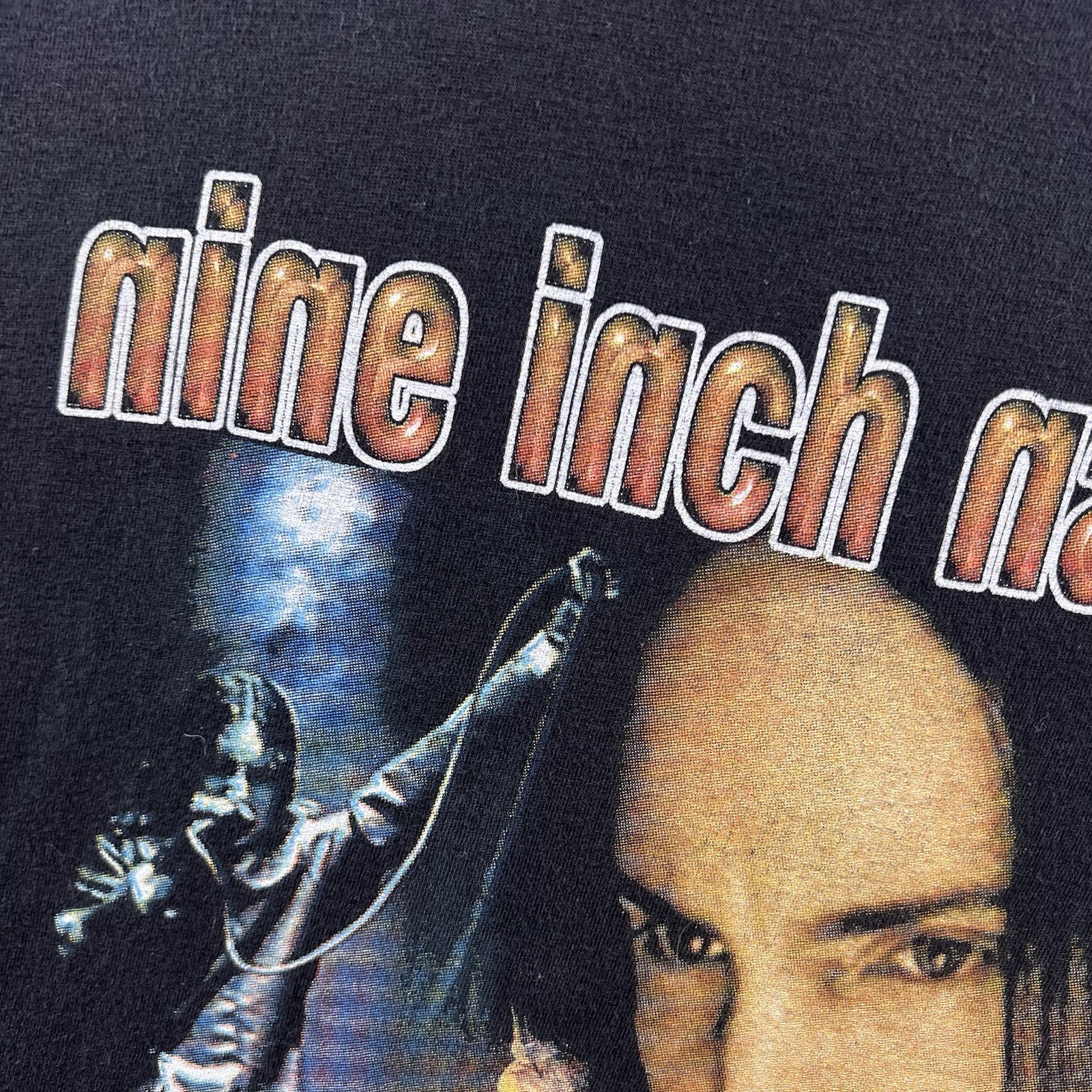 Vintage Nine Inch Nails Shirt Mens Large Black Trent Reznor Big Face Rap Tee 90s image 6