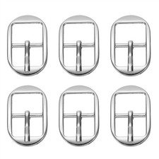 6 Pcs 0.6 Inch Single Prong Buckles Oval Center Bar Buckles, Silver Tone