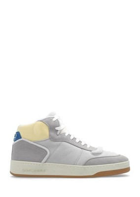 Saint Laurent SL/80 Mid Top Canvas Sneakers Gray Blue Gum Lace Up