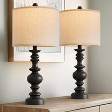 BOBOMOMO 24" Traditional Farmhouse Table Lamp Set of 2, Medium-24", Black