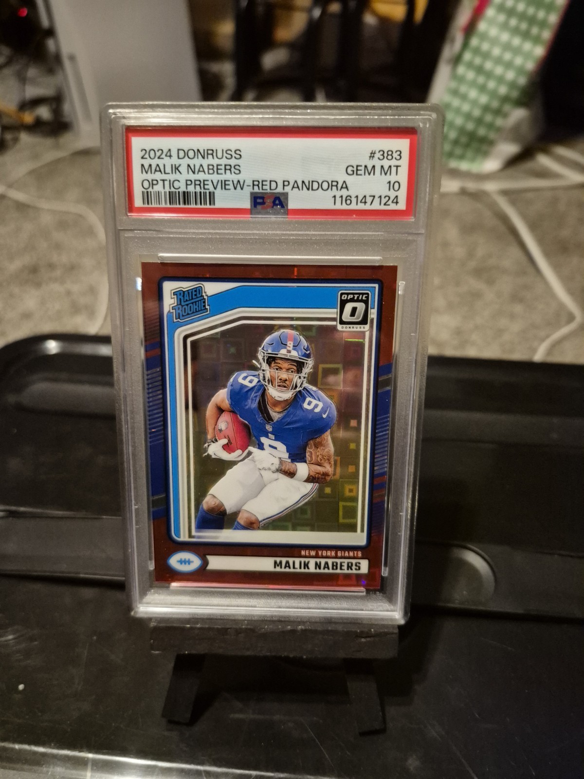 2024 Donruss - Malik Nabers #383 Optic Preview Red Pandora Prizm (RC) PSA 10