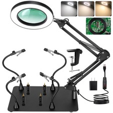 Helping Hands Soldering Station, 12X Magnifying Glass with Light and Stand wi...