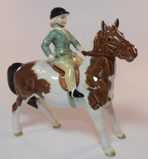 Beswick 5 1/2" Girl On Skewbald Pony Riding Figurine Model 1499 c1960 Excellent