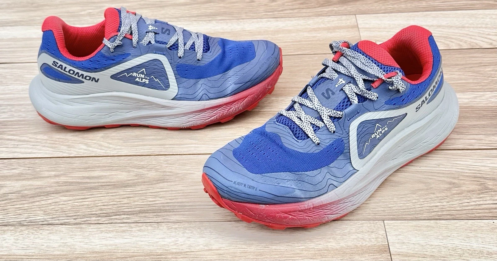 Salomon Glide Max TR Trail Running Shoes Men’s 8 Blue Red Run The Alps Collab