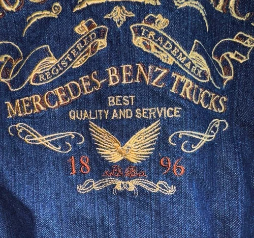 MERCEDES BENZ TRUCKER DISTRICT TRUCK DENIM JACKET EMBROIDERED SIZE L image 7