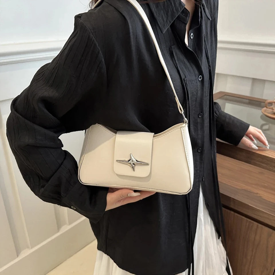 Sac à Main Femme Cuir PU Logo Croix Métal Chic Luxe Forme Baguette Mode BCBG - Photo 2/4