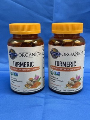 2-Garden of Life Organics Turmeric Vegan Gummy Drops, 120 Count 9/2026 NEW