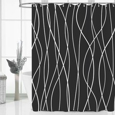 72x72" Black White Striped Shower Curtain Modern Abstract Geometric Art
