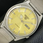 SEIKO 5 AUTOMATIC 7009A VINTAGE JAPAN MENS GOLDEN COLOR DIAL WATCH a701604-1